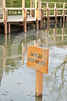 DANGER _ DEEP WATER sign