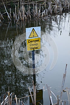 Danger deep water sign.