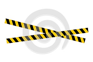 Danger. Do not cross. The tape is protective yellow with black. Stop. Caution and warning