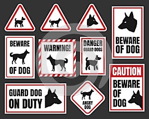 Danger dog signs, beware of dog