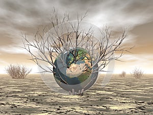 Danger of dryness on the earth concept - 3D render