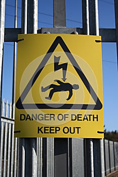 Danger of electric shock sign