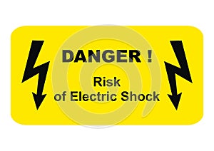 Danger of electric shock, yellow sign, eps.