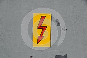 Danger Electrical Hazard High Voltage Sign on wall