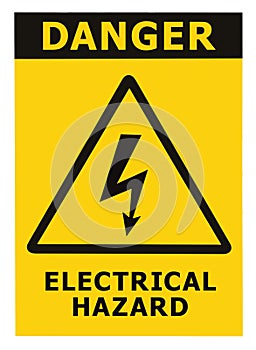 Danger Electrical Hazard Sign With Text Isolated