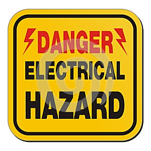 Danger electrical hazard - yellow sign