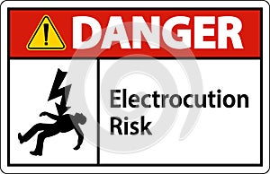 Danger Electrocution Risk Sign On White Background