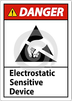 Danger Electrostatic Sensitive Device Sign On White Background