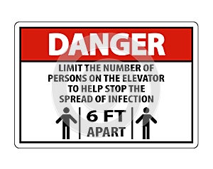 Danger Elevator Physical Distancing Sign Isolate On White Background,Vector Illustration EPS.10