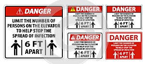 Danger Elevator Physical Distancing Sign Isolate On White Background,Vector Illustration EPS.10