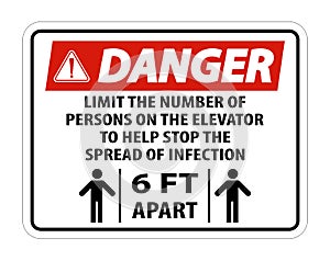 Danger Elevator Physical Distancing Sign Isolate On White Background,Vector Illustration EPS.10