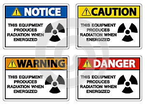 Danger This equipment produces radiation when energized Symbol Sign On White Background