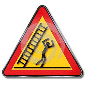 Danger falling ladder and fall on the head