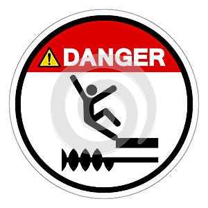 Danger Falling Of Moving Machinery Hazard Symbol Sign, Vector Illustration, Isolate On White Background Label .EPS10