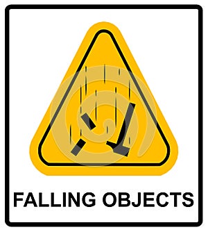 Danger Falling Objects Warning sign. Vector illustration