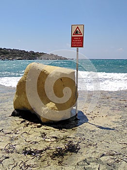 Danger Falling Rocks cliffs