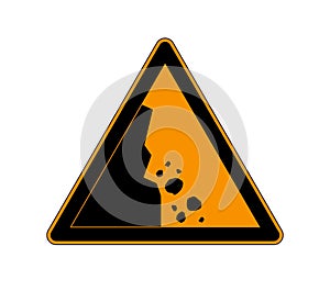 Danger falling stones icon. Falling rocks warning traffic road sign. Vector illustration caution danger of falling isolated a whit