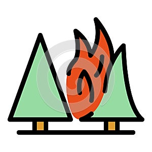 Danger fire forest icon vector flat
