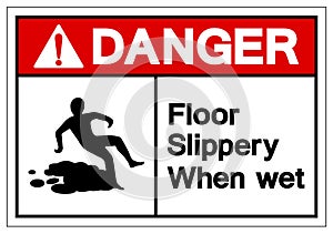 Danger Floor Slippery When Wet Symbol Sign, Vector Illustration, Isolate On White Background Label. EPS10 photo