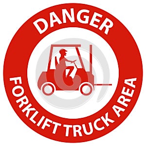 Danger Forklift Truck area Hazard & Warning Label