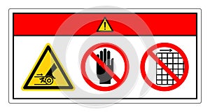 Danger Hand Entanglement Belt Drive Do Not Touch and Do Not Remove Guard Symbol Sign, Vector Illustration, Isolate On White