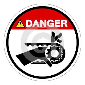 Danger Hand Entanglement Notched Belt Drive Symbol Sign, Vector Illustration, Isolate On White Background Label .EPS10