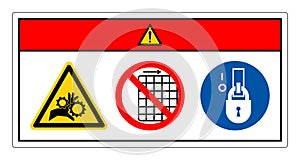 Danger Hand Entanglement Rotating Gears Symbol Sign, Vector Illustration, Isolate On White Background Label .EPS10