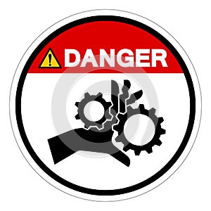 Danger Hand Entanglement Rotating Gears Symbol Sign, Vector Illustration, Isolate On White Background Label .EPS10