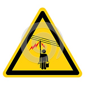 Danger Hazadous Voltage Line Overhead Carry Fishing  Symbol Sign ,Vector Illustration, Isolate On White Background Label. EPS10