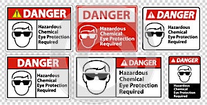 Danger Hazardous Chemical Eye Protection Required Symbol Sign Isolate on transparent Background,Vector Illustration