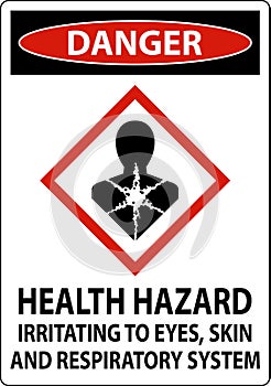 Danger Health Hazard GHS Sign On White Background