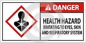 Danger Health Hazard GHS Sign On White Background