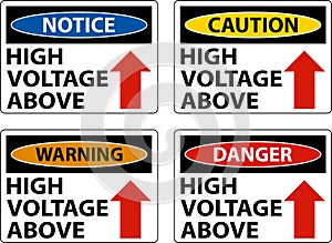 Danger High Voltage Above Sign On White Background