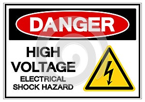 Danger High Voltage Electrical Shock Hazard Symbol Sign, Vector Illustration, Isolated On White Background Label .EPS10 photo