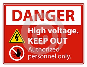 Danger High Voltage Keep Out Sign Isolate On White Background,Vector Illustration EPS.10