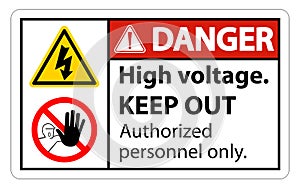 Danger High Voltage Keep Out Sign Isolate On White Background,Vector Illustration EPS.10 photo