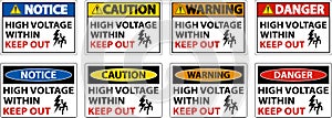 Danger High Voltage Within Keep Out Sign On White Background