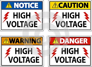 Danger High Voltage Sign On White Background