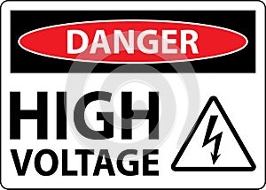 Danger High Voltage Sign On White Background