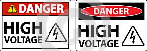 Danger High Voltage Sign On White Background