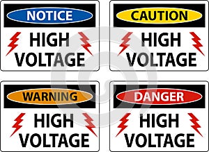 Danger High Voltage Sign On White Background