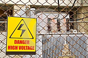 Danger high voltage warning sign
