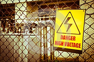 Danger high voltage warning sign