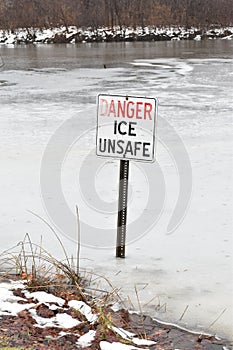 Danger, Ice Unsafe - Vertical image