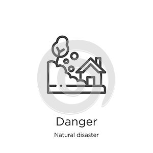 danger icon vector from natural disaster collection. Thin line danger outline icon vector illustration. Outline, thin line danger