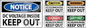 Danger Keep Out Sign, DC Voltage Inside Keep Out