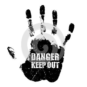 Danger keep out sign with handprint