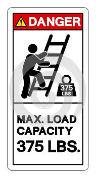 Danger Max Ladder Capacity 375 LBS Symbol Sign, Vector Illustration, Isolate On White Background Label .EPS10
