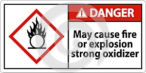 Danger May Cause Fire Or Explosion Sign On White Background