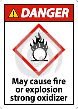 Danger May Cause Fire Or Explosion Sign On White Background